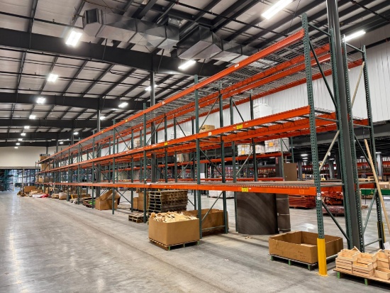 13 Sections Pallet Racking 42" x 12' Beams x 16' High, Wire Tear Drop Decking