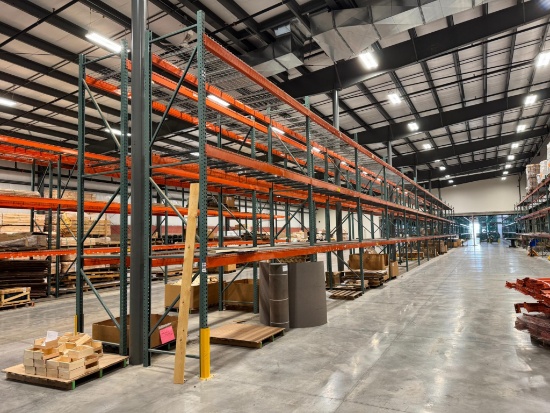 13 Sections Pallet Racking 42" x 12' Beams x 16' High, Wire Tear Drop Decking
