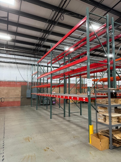 3 Sections Pallet Racking 42" Deep x 12' Beams x 16' High, Wire Tear Drop Decking