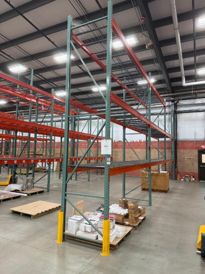 3 Sections Pallet Racking 42" Deep x 12' Beams x 16' High, Wire Tear Drop Decking