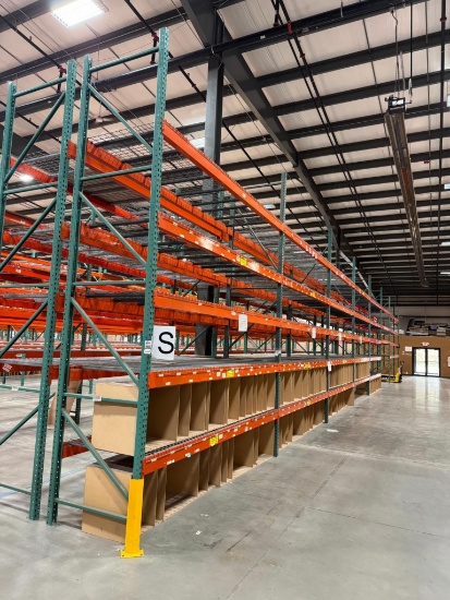 8 Sections Pallet Racking 42" Wide x 12' Beams x 16' High, Wire Tear Drop Decking