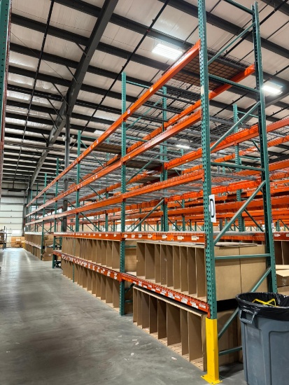 7 Sections Pallet Racking 42" Wide x 12' Beams x 16' High, Wire Tear Drop Decking