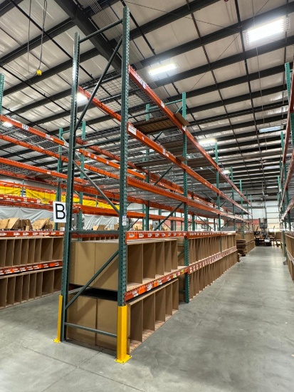 7 Sections Pallet Racking 42" Wide x 12' Beams x 16' high, Wire Tear Drop Decking