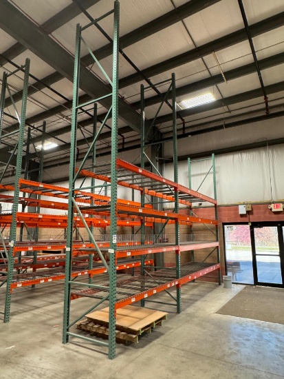 2 Sections Pallet Racking 42" Wide x 12' Beams x 20' High, Wire Tear Drop Decking