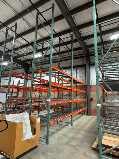 2 Sections Pallet Racking 42" Wide x 12' Beams x 20' High, Wire Tear Drop Decking