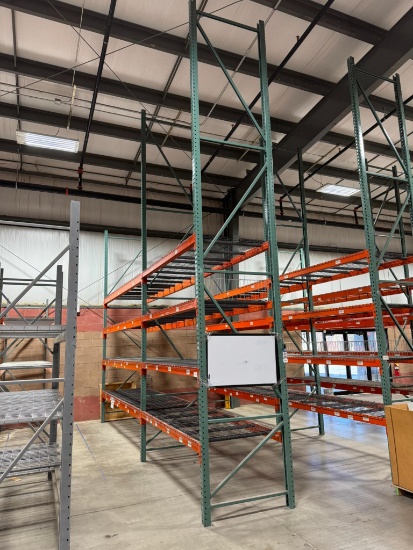 2 Sections Pallet Racking 42" Wide x 12' Beams x 20' High, Wire Tear Drop Decking