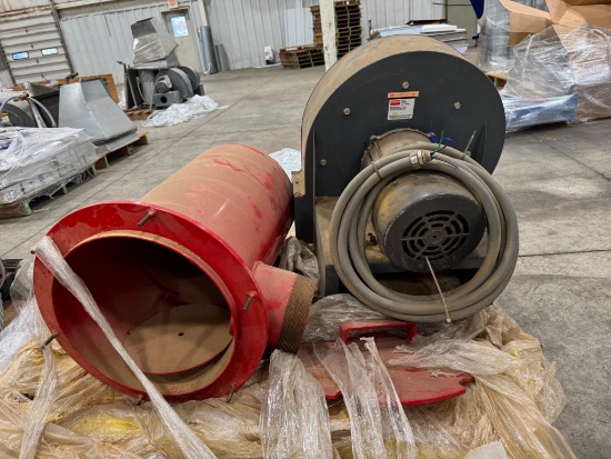 Pallet Lot Dayton Blower With 8" Inlet and 6" x 7" Outlet, Safety Rail Posts