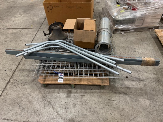 Pallet Lot Tear Drop Decking, Cast Iron Bell, Casters, Aluminum Conduit