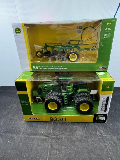 2 1/16 scale John Deere 9330 Dual and 55 3 Pt Plow N.I.B