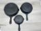 3- Cast Iron Good Health Skillets, 3,6,8
