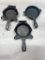 3- Cast Iron Ashtrays, 2 Griswold and 1 Wagner