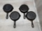 4- Griswold no. 3 Large Block Cast Iron Skillets