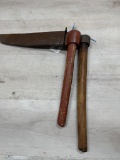 2 BLACKSMITH MADE LOG SPLITTING FROES Ca: 1850-80