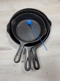 3- Griswold small block cast iron skillets, nos. 5,7,8