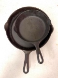 2- Griswold Cast Iron Skillets w/ small block logos, no. 5 and 8