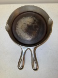 2- Griswold No. 8 Large Block Cast Iron Skillets, both plated
