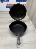 Hammer Griswold No. 8 Cast Iron Skillet w/ hinged lid, lid has damage