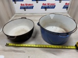 2- Antique Coated Cast Iron Pots, both w/ gatemarks