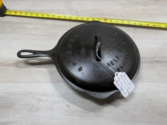 Griswold no. 8 Cast Iron Large Block Skillet w/ Griswold No. 8 Cast Iron Self Basting Skillet Cover