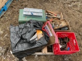 Pallet Lot Of Cast Iron Pans Including Griswold, Hand Tools, Coleman Camp Stove, Miniature Stove