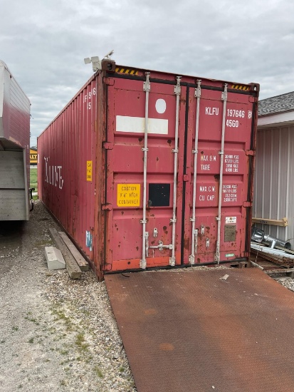 40' High Cube Shipping Container, End Doors, Sells Off Site Located In Applecreek Ohio