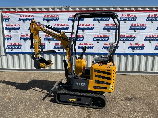 New Unused AGT Model MX12R Mini Excavator, 13.5 Hp Gas Engine, Blade, Bucket, Pilot Controls
