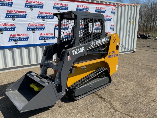New Unused CFG Industrial Model TK35R Rubber Track Loader, 30 Hp Gas Engine, Bucket, OROPS, Lights