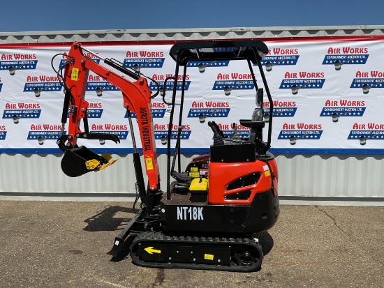 New Unused AGT Model NT18K Mini Excavator, Kubota Diesel Engine, Swing Boom, Manual Thumb, Aux. Hyd.
