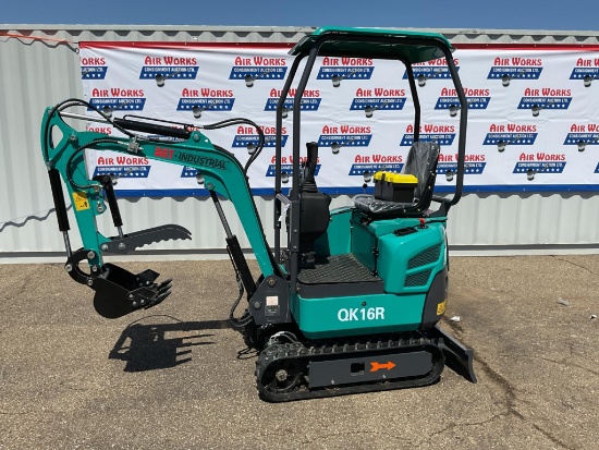 New Unused AGT Model QK16R Mini Excavator, 15 Hp Gas Engine, Hydraulic Thumb, Blade, Rubber Tracks