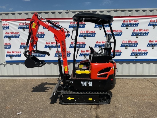 New Unused AGT Model YNT18 Mini Excavator, 15 Hp Yanmar Diesel, Swing Boom, Manual Thumb, Blade
