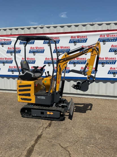 New Unused AGT Model MX12RX Mini Excavator, 13.5 Hp Gas Engine, Blade, Pilot Controls, Aux. Hyd.
