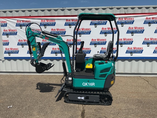 New Unused AGT Model QK16R Mini Excavator, 15 Hp Gas Engine, Hydraulic Thumb, Blade, Rubber Tracks