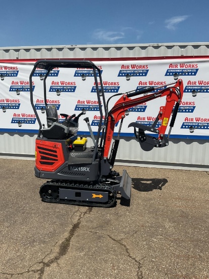 New Unused AGT Model MX15RX Mini Excavator, 13.5 Hp Gas Engine, Blade, Pilot Controls, Blade