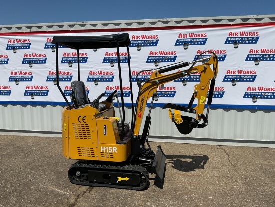 New Unused AGT Model H15R Mini Excavator, Blade Manual Thumb, 13.5 Hp Gas Engine, Pilot Controls