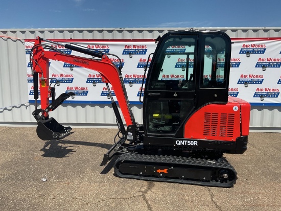 New Unused AGT Model QNT50R Mini Excavator, 29 Hp Gas Engine, 18" Bucket, Swing Boom, Hyd. Thumb