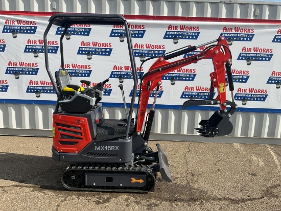 New Unused AGT Model MX15R Mini Excavator, 13.5 Hp Gas Engine, Blade, Bucket, Pilot Controls