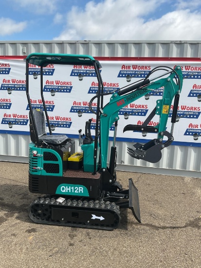 New Unused AGT Model QH12R Mini Excavator, Rubber Tracks, 13.5 Hp gas Engine, Manual Thumb, Blade