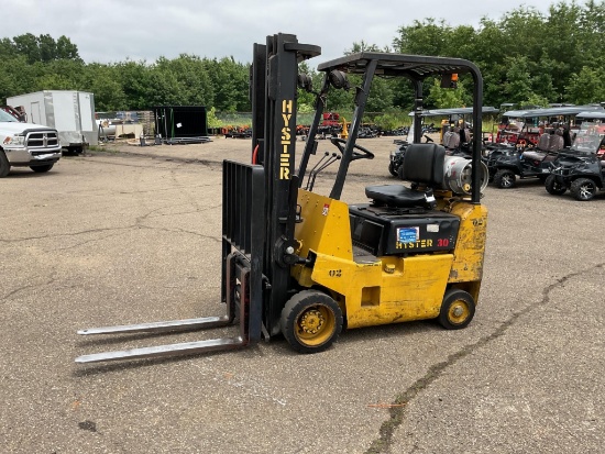 Hyster Model S30XL Forklift, 3 Stage Mast, LPG, Solid Rubber Tire, 2450 Lbs. Cap. Tank Not Included