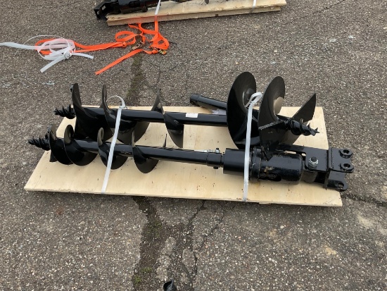 New Unused Miva Mini Excavator Auger Attachment Set, Hydraulic Auger With 8", 12" and 16" Bits