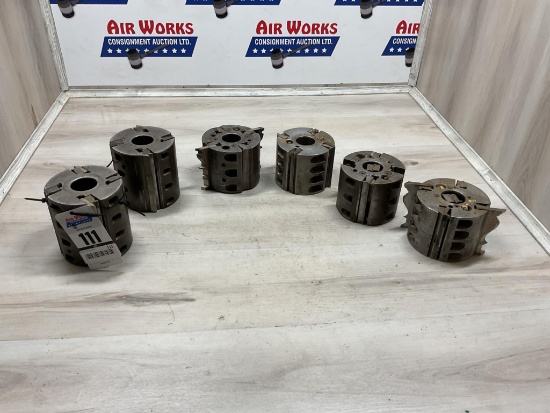 Box Lot 6 Cutter Heads, 1 1/2" Arbor, 4 - 4" Cutters and 2 - 5" Cutters
