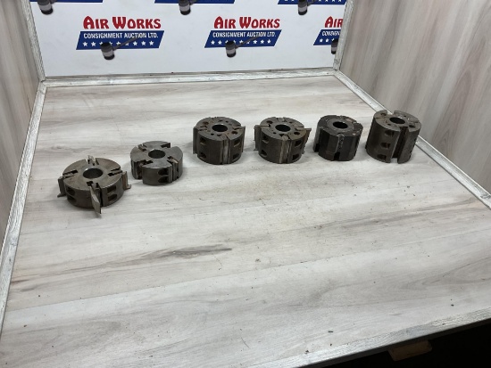 `Box lot 6 Cutterheads, 1- 4"Cutter, 3 - 3"Cutters and 2 - 2" Cutters, 1" To 1 1/2" Arbor
