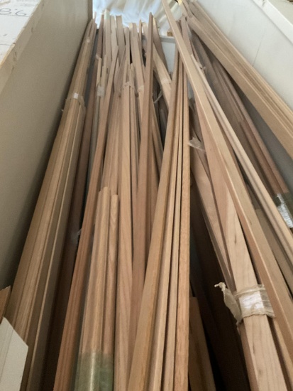 Large Quantity Of Molding In Bin Up To 16' Long and Various Wood Species, Bin Is Approx. 8'x 8'