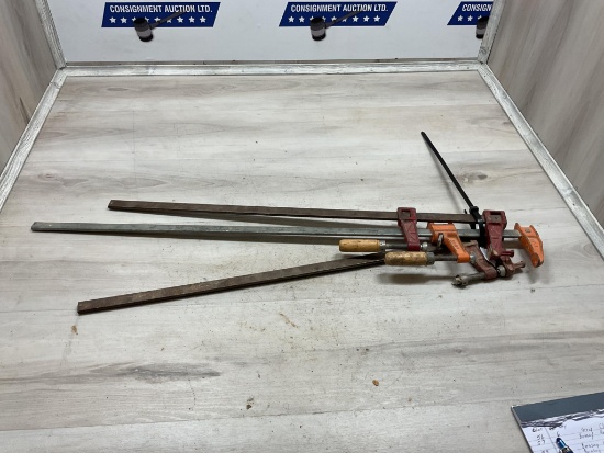 3 Bar Clamps, 1Jorgenson 34" and 2 B-C 27" Clamps