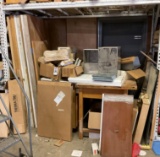 Contents Of Floor Section Of Lot 107, Work bench, 11 Wood Doors, Cabinet, Stainless Steel Dispensers