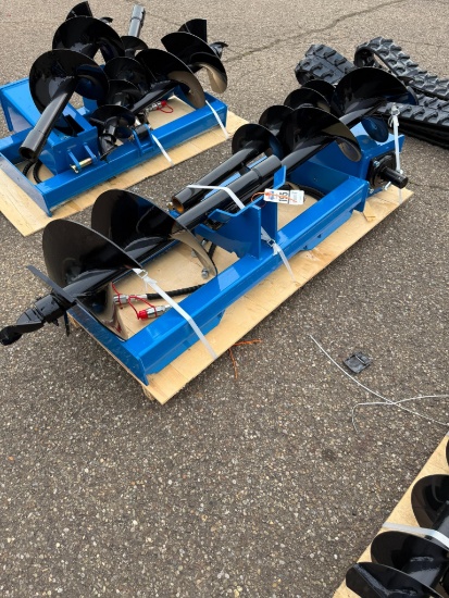 New Unused GIYI Hydraulic Auger Skid Loader Attachment With 8", 12" and 16" Auger Bits