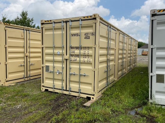 New 1 Trip High Cube Multi Door 40' Shipping Container, End Door and 4 Side Doors