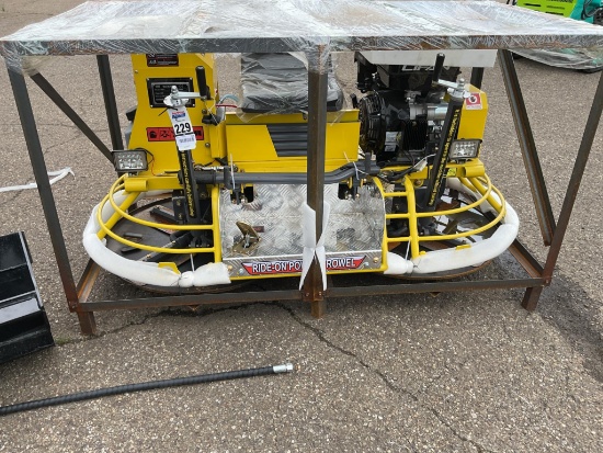New Unused MMS Model MS-2 Ride On Power Trowel, 13 Hp Gas Engine, 63" Working Width, Transport Wheel