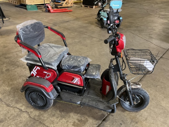 New Unused MMS Model MS-D3 Three Wheeled Electric Cart, 48 Volt 500 W Motor, 2 Passenger
