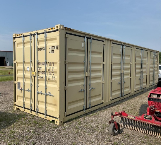 New 1 Trip High Cube Multi Door 40' Shipping Container, End Door and 4 Side Doors