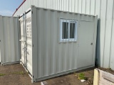 New Unused 10' Shipping Container With End Door, Side Door, Window, Fork Pockets